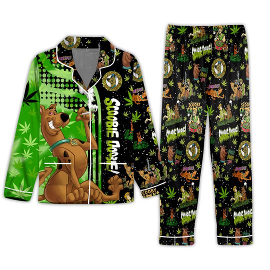 Scooby Doo Neon Galaxy Of Cannabis Polyester Pajamas Set
