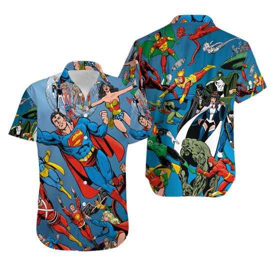 Superman Hawaiian Shirt,  Button Down Full Size