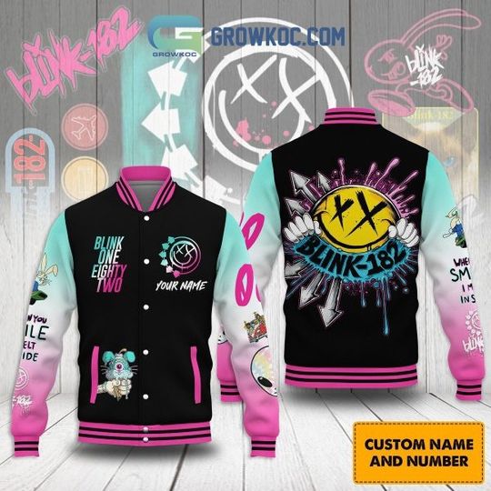 B182 Blink One Eighty Two Personalized Baseball Jacket