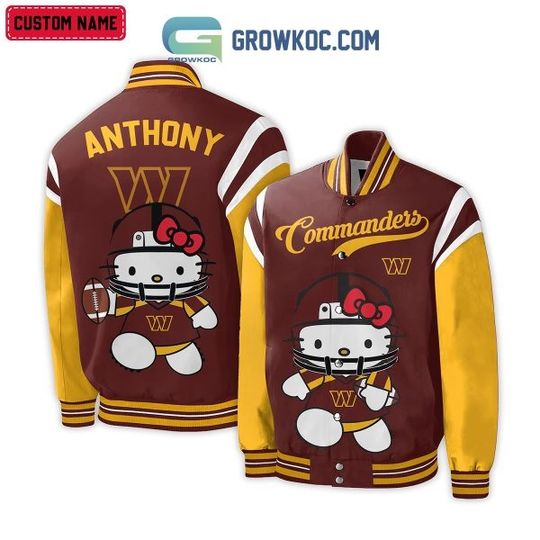 Washington Commanders football Hello Kitty Personalized Baseball Jacket