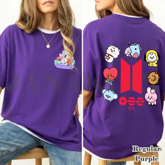 BTS World Tour Concert 2026 Graphic Tee, BT21 Army Cute Character Shirt