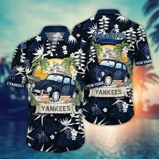 Discover New York Baseball Team Yankeess Hawaiian Button Down Shirt Unisex Adults S-5XL