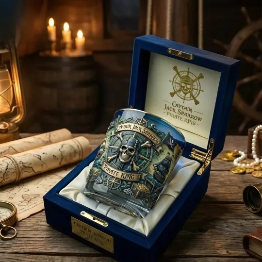 Discover Captain Jack Sparrow Pirate King Whiskey Glass