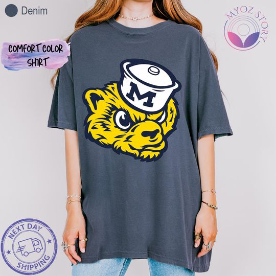 Vintage Michigan Wolverines Shirt, Retro Mascot Bear Tee