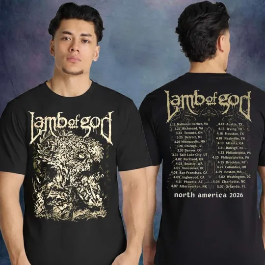 Lamb Of God Merch NA Tour 2026 Visual Void Tour Dates 2Sided Unisex T-Shirt