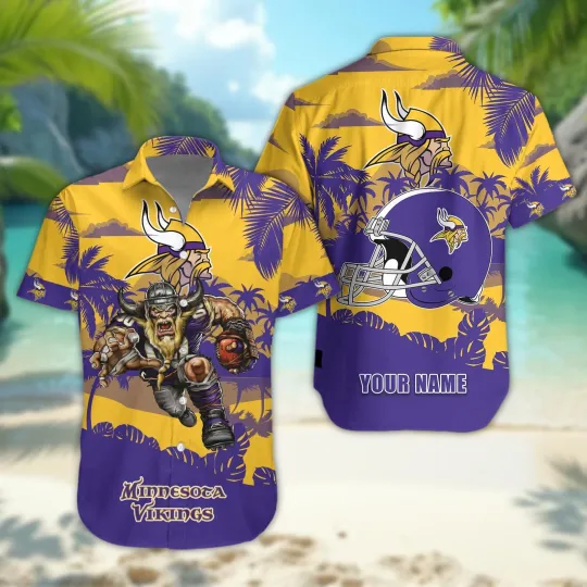 Discover Minnesota Football Team Vikingss Desert Sunset Hawaiian Shirt, Unisex Adults, Fu