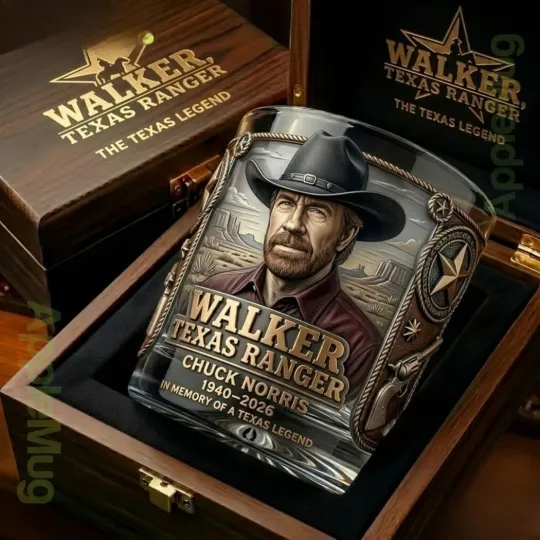 Walker Texas Ranger Chuck Norris In Memory Of A Texas Legend Whiskey Glass