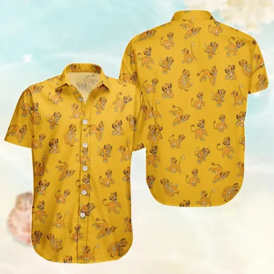 Disney The Lion King Simba Mufasa Beach Disneyland Aloha Hawaiian Shirt