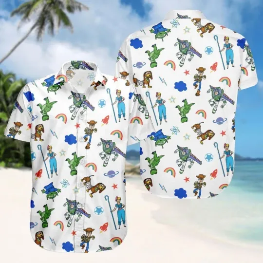 Discover Toy Story Bo Peep Woody Buzz Lightyear Alien Button Shirt, Disney Hawaiian Shirt