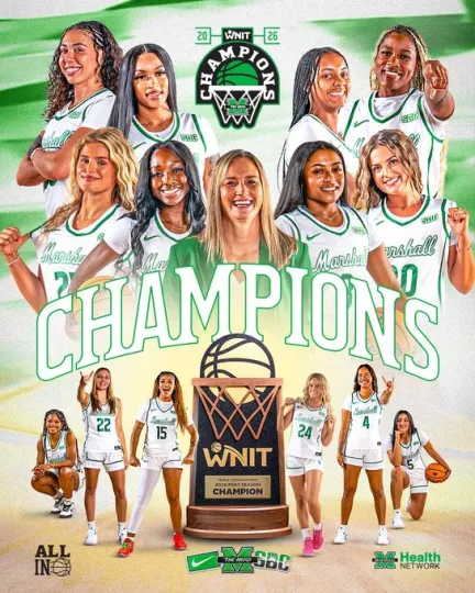 Discover Marshall Thundering Herd Women’s Basketball 2026 WNIT Champions Poster