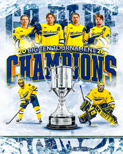 Discover Michigan Wolverines Men’s Ice Hockey 2026 Big 10 Tournament Champions Poster