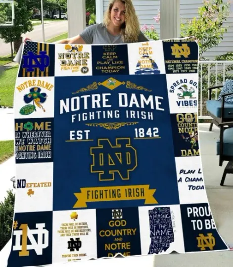 Discover Irish Spirit Navy Gold Home Fan Flannel Blanket Stadium Gift