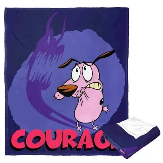 Discover Brave Pink Cartoon Dog Face Your Fears Flannel Blanket Throw