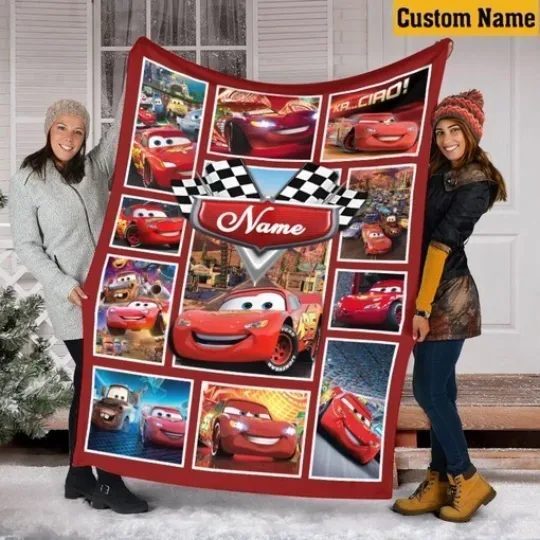 Discover Custom Cartoon Racing Car Flannel Blanket Kids Soft Cozy Birthday Gift