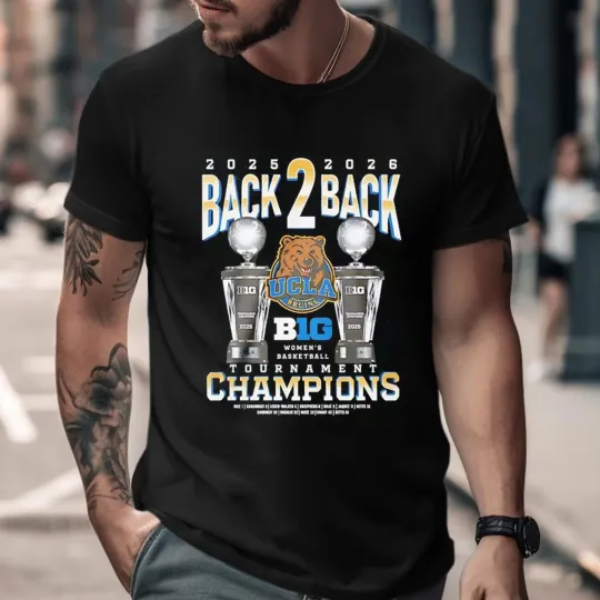 Discover Ucla Bruins 2025 2026 Back 2 Back Tournament Champions Trophies T Shirt S-5XL