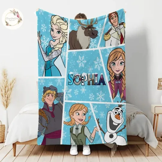 Discover Winter Ice Princess Custom Name Baby Flannel Blanket Gift