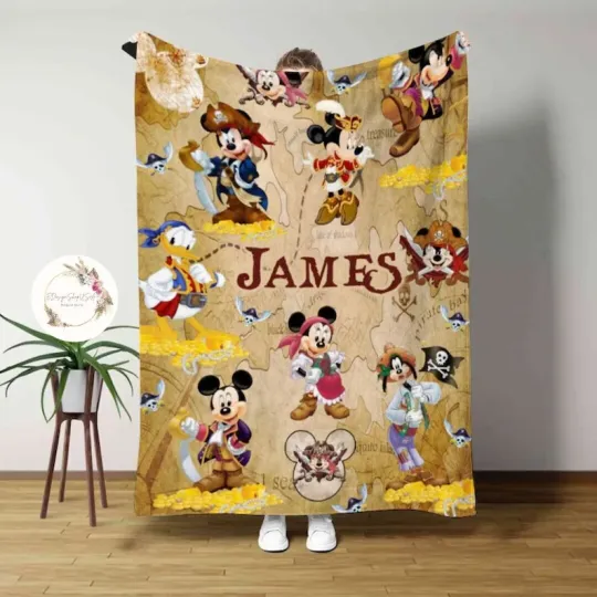 Discover Personalized Pirate Crew Custom Name Flannel Blanket Family Vacation Gift