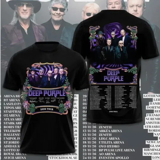 Discover Deep Purple Tour 2026 3D T-Shirt