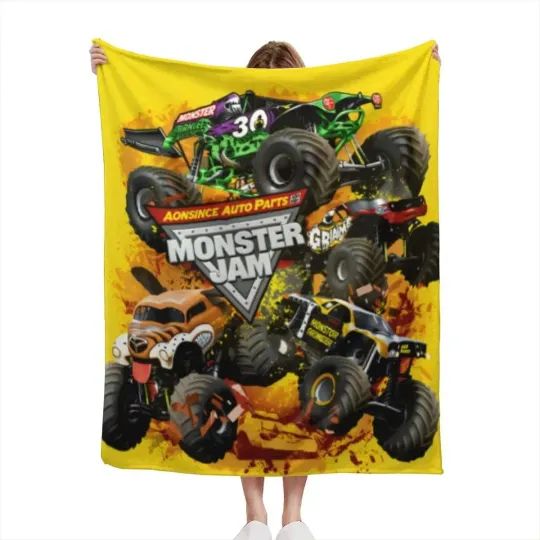 Discover Monster Truck Off Road Racing Flannel Blanket Cozy Kids Gift Throw