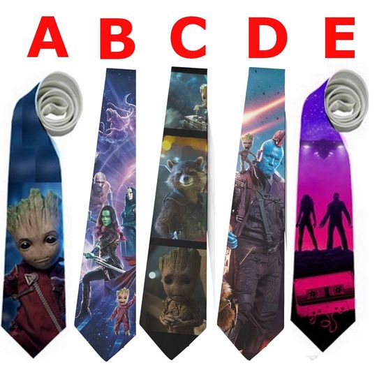 Gamora Groot Rocket Raccoon Guardians of the Galaxy Necktie Sci-Fi Cosplay Accessories