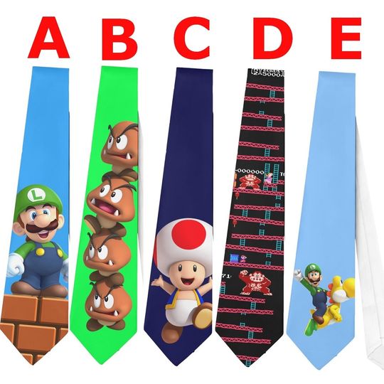 Mario Toad Goomba Yoshi Luigi Donkey Kong Retro Cosplay Necktie