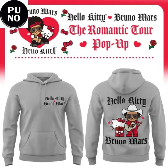 Bruno Mars x Hello Kitty 2026 Romantic Tour Double Sided Hoodie