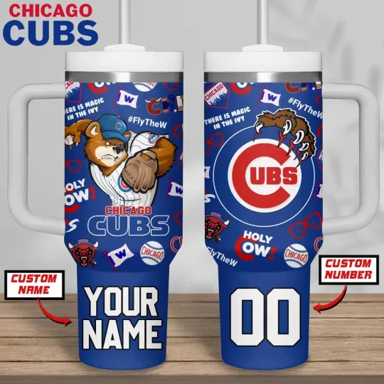 Discover Personalized Baseball Fan Tumbler 40oz Royal Blue Red Insulated Cup