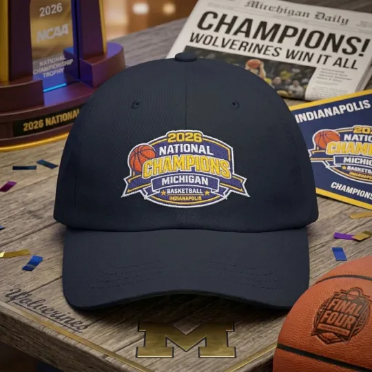 Discover 2026 Michigan Basketball National Champions Hat Embroidered Adjustable Cap