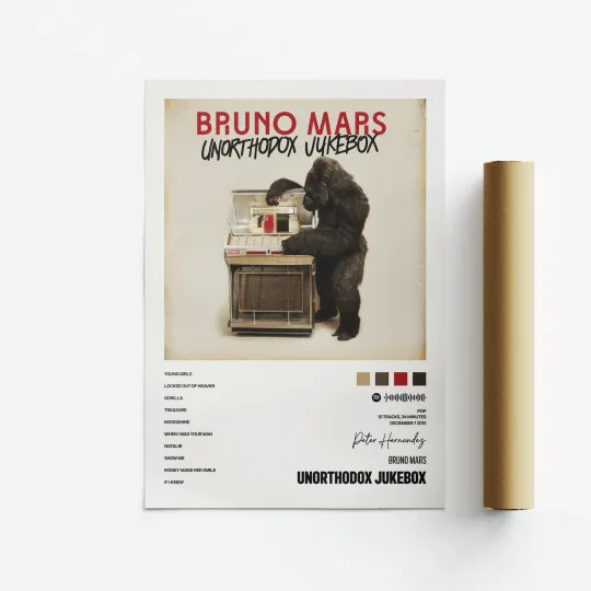 Discover Bruno Mars Unorthodox Jukebox Album Art Poster Print Music Tracklist Vertical Poster