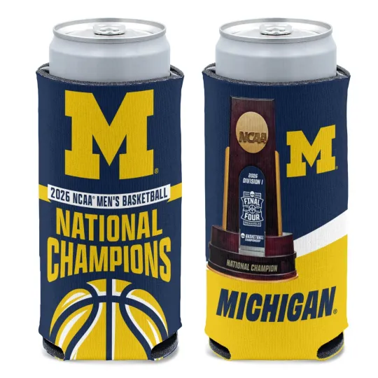 2026 Men's NCAA National Champions Michigan Wolverines 12oz DS Slim Koozie