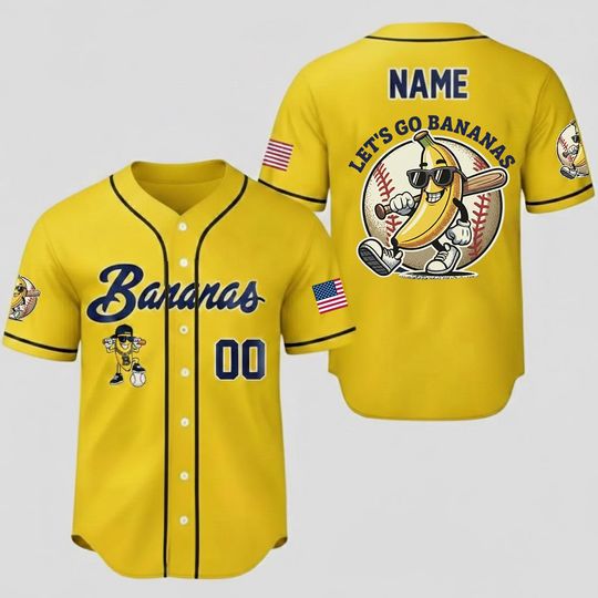 Discover Personalized Let's Go Bananas Jersey, Funny Bananas Jersey, Bananas Team Baseball Jersey