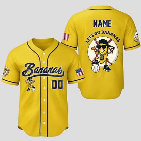 Discover Personalized Let's Go Bananas Jersey, Bananas Team Baseball Jersey, Funny Bananas Jersey