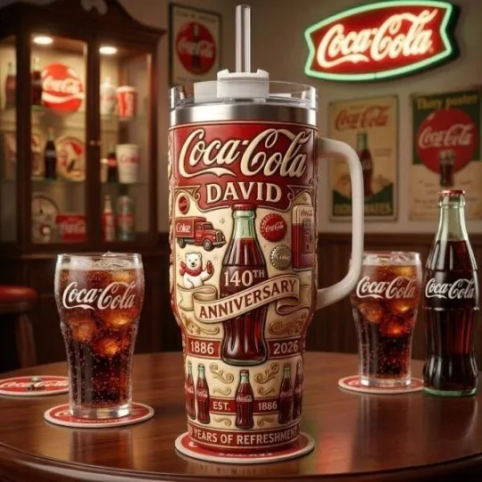 Discover Coca-Cola Personalized 140th Anniversary Tumbler With Handle