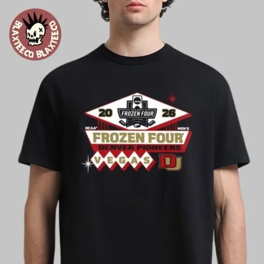 Discover Denver 1Pioneers Men’s Hockey 2026 NCAA Frozen Four Vegas Logo T-Shirt