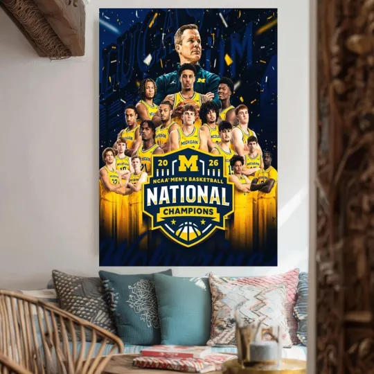 Discover Michigan Wolverines NCAA Basketball National Champions Team 2026 Poster