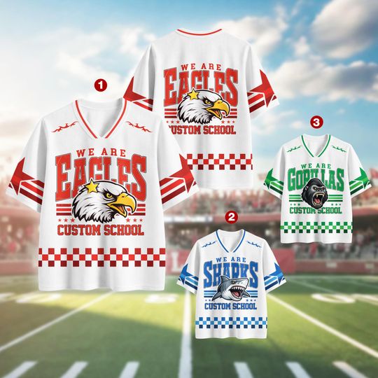 Discover Custom School Mascot Football Jersey, Preppy Spirit Wear, Homecoming Game Day Jersey