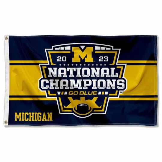 Discover Michigan Wolverines 2023 Football Playoff National Champions House Flag