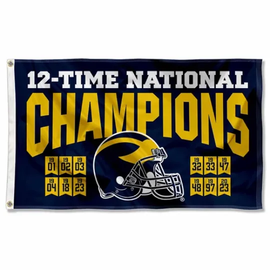 Discover Michigan Wolverines 2023 & 12-Time National Champions House Flag
