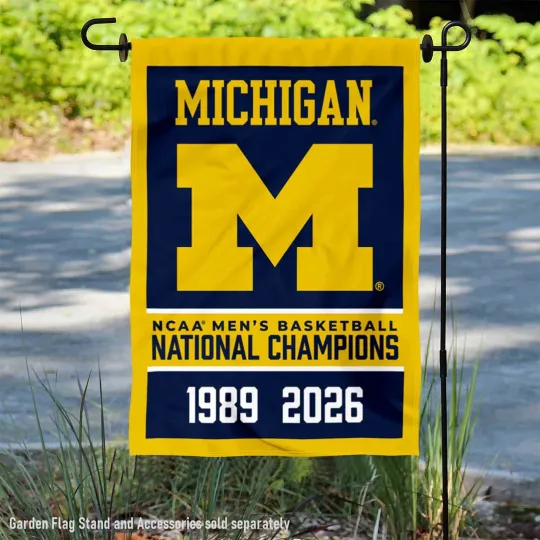 Discover Michigan Wolverines 2-Time Basketball National Champions Garden Flag