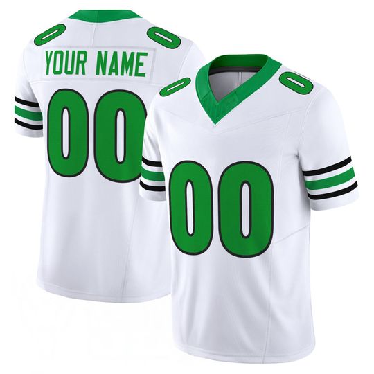 Discover Custom White Green Football Jersey, Personalized Name & Number Shirt, College Green Fan Jersey, Game Day Outfit, Stitched Style Gift