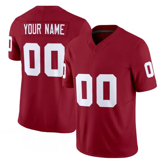 Discover Oklahoma Style Embroidered Full Logo Custom Football Jersey, Crimson Personalized Name Number College Fan Gear, Unisex Gameday Shirt Gift