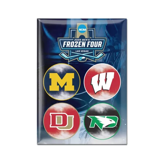 Discover 2026 Frozen Four Denver Wisconsin North Dakota Michigan Vegas 4 Team Magnet