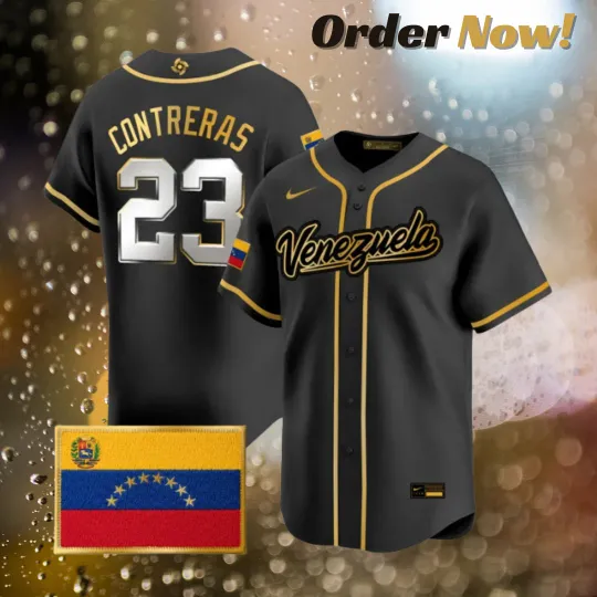 Discover William Contrerass #23 Venezuela Black World Baseball Printed Jersey All Sizes