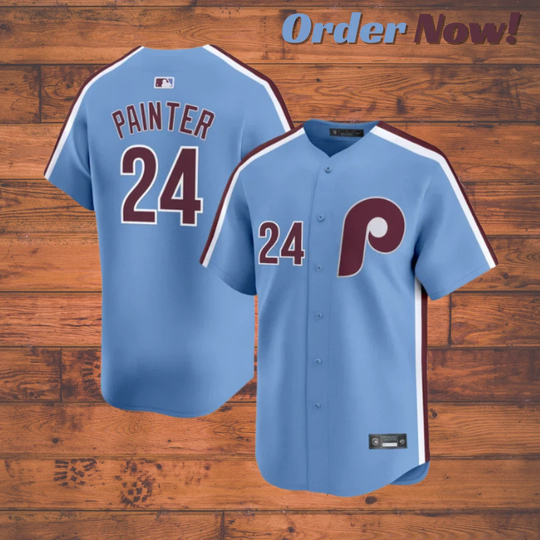 Discover Andrew Painter #24 Philliess Blue Printed Jersey " All Sizes "