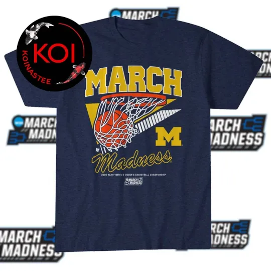 Discover Michigan Wolverines 2026 March Madness Retro Basketball T-Shirt