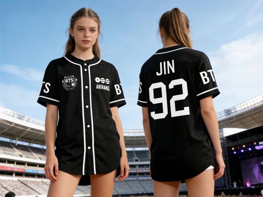 Custom BTS Baseball Jersey for Teen Girl Women Men, Personalized Kpop Jersey, World Tour 2026 Concert Jersey Shirt for Fans Gift