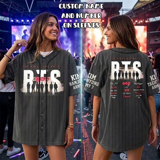Custom BTS Arirang World Tour Baseball Jersey, Bangtan 2026 Album Songs Concert Jersey, World Tour 2026 Concert Jersey Shirt for Fans Gift