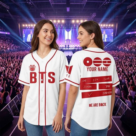 Custom BTS Baseball Jersey, Kpop Army World Tour Shirt, Bangtan Fan Merch, BTS Members Jersey For Army, Bangtan Comeback 2026 Gift For Her