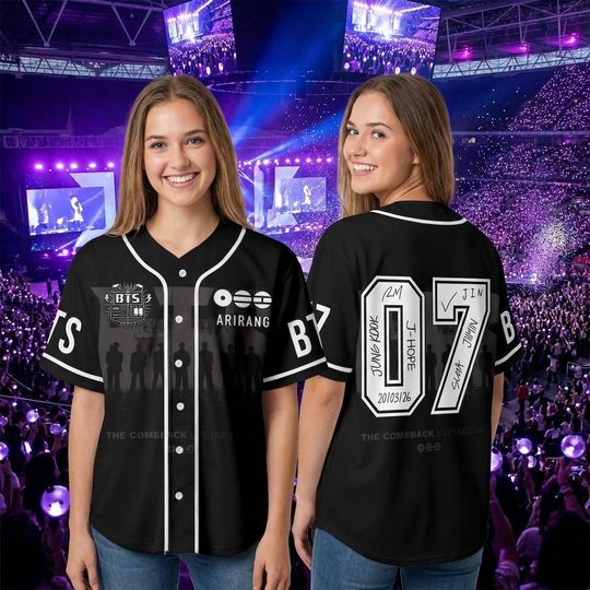 Discover BTS Baseball Jersey, Kpop Army World Tour Shirt, Bangtan Fan Merch, BTS Members Jersey For Army, Bangtan Comeback 2026 Gift For Her