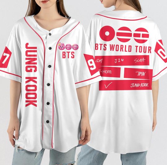 Arirang Jersey Custom Bangtan Boys Members Button-up, BTS World Tour 2026 Baseball Jersey, RM Jin Suga J-Hope Jimin V Jungkook Army Fan Gift